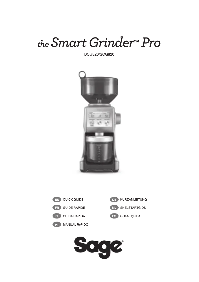 Page n°1 - Manuel utilisateur Sage the Smart Grinder Pro BCG820