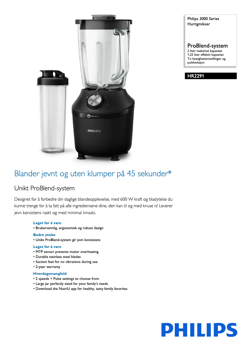 Image de la première page du manuel de l'appareil 3000 Series HR2291