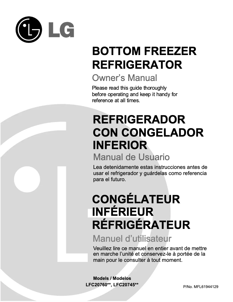 Page 1 de la notice Manuel utilisateur LG GM-B209JTAH