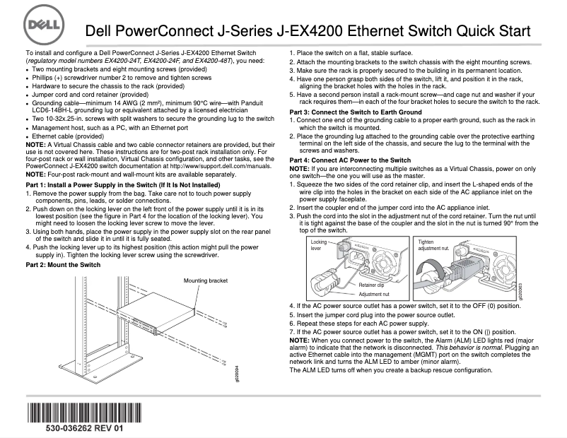 Page n°1 - Guide d'installation Dell PowerConnect J-EX4200-48t