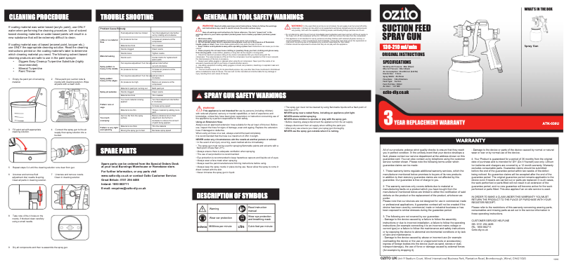 Page 1 de la notice Manuel utilisateur Ozito ATK-030U