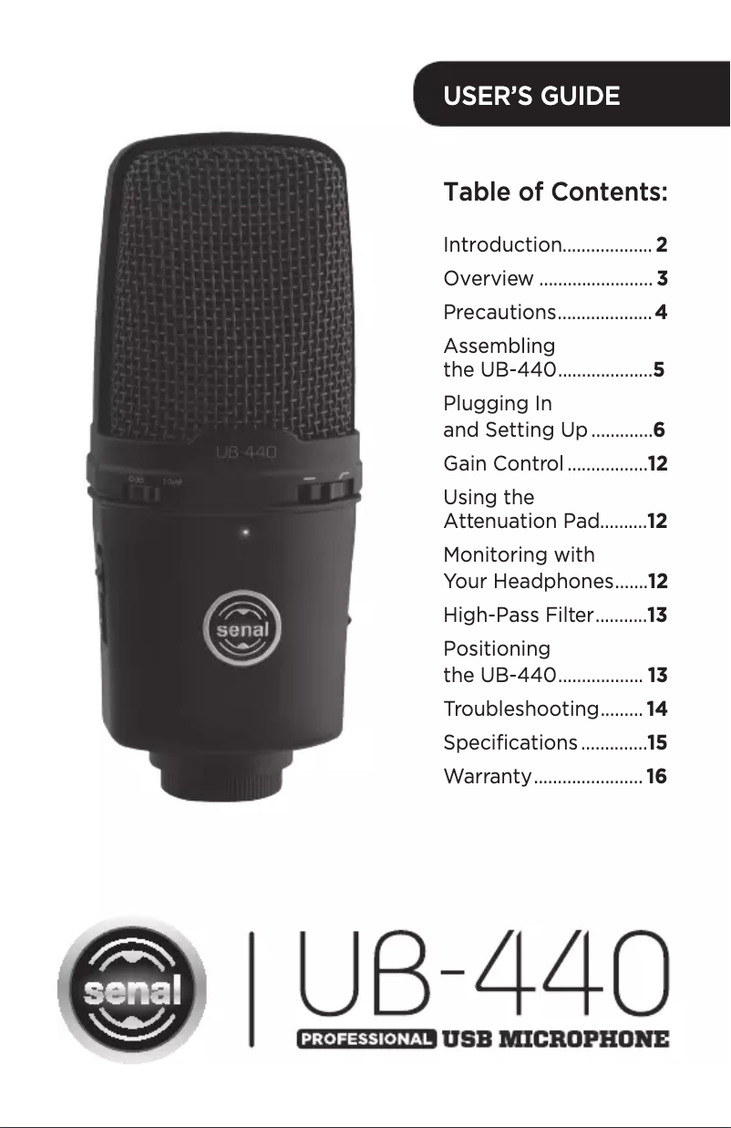 Page n°1 - Manuel utilisateur Senal UB-440