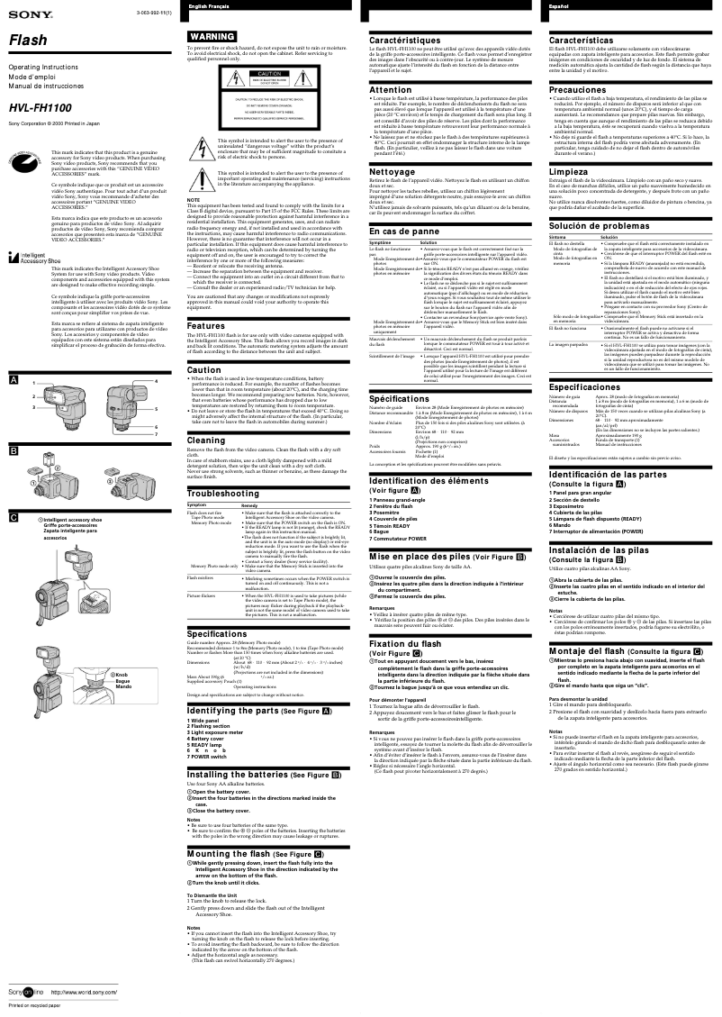 Página 1 del manual Manual de usuario Sony HVL-FH1100