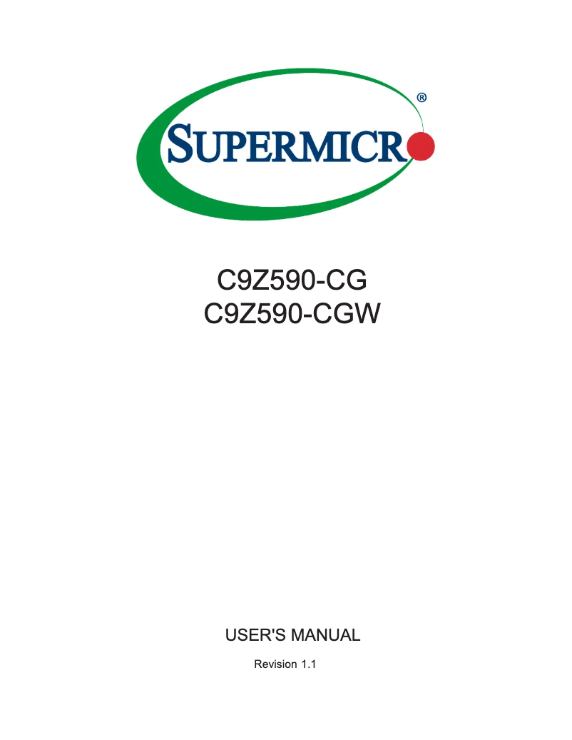 Page 1 de la notice Manuel utilisateur Supermicro C9Z590-CG