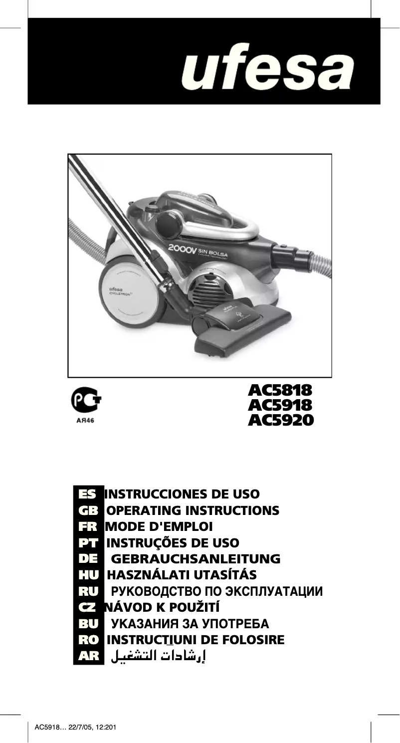 Page 1 de la notice Manuel utilisateur Ufesa AC5918