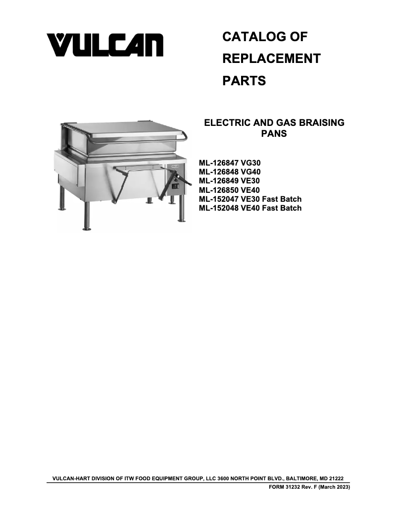 Page 1 de la notice Catalogue Vulcan VG30