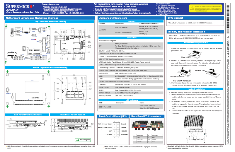 Image de la première page du manuel de l'appareil A2SAP-L1