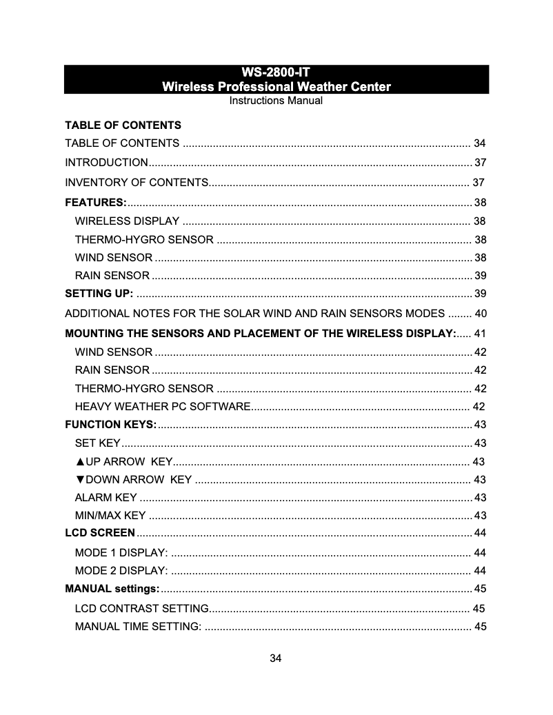 Image de la première page du manuel de l'appareil WS-2800