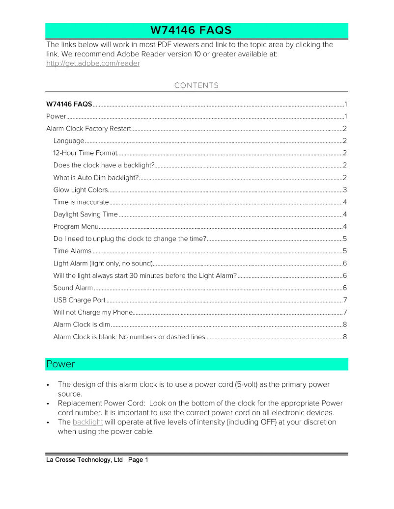 Page 1 de la notice FAQ La Crosse Technology soluna W74146