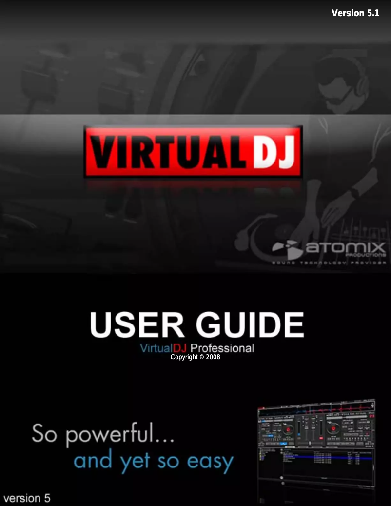 Page 1 de la notice Manuel utilisateur Atomix Virtual DJ Professional Edition 5.1
