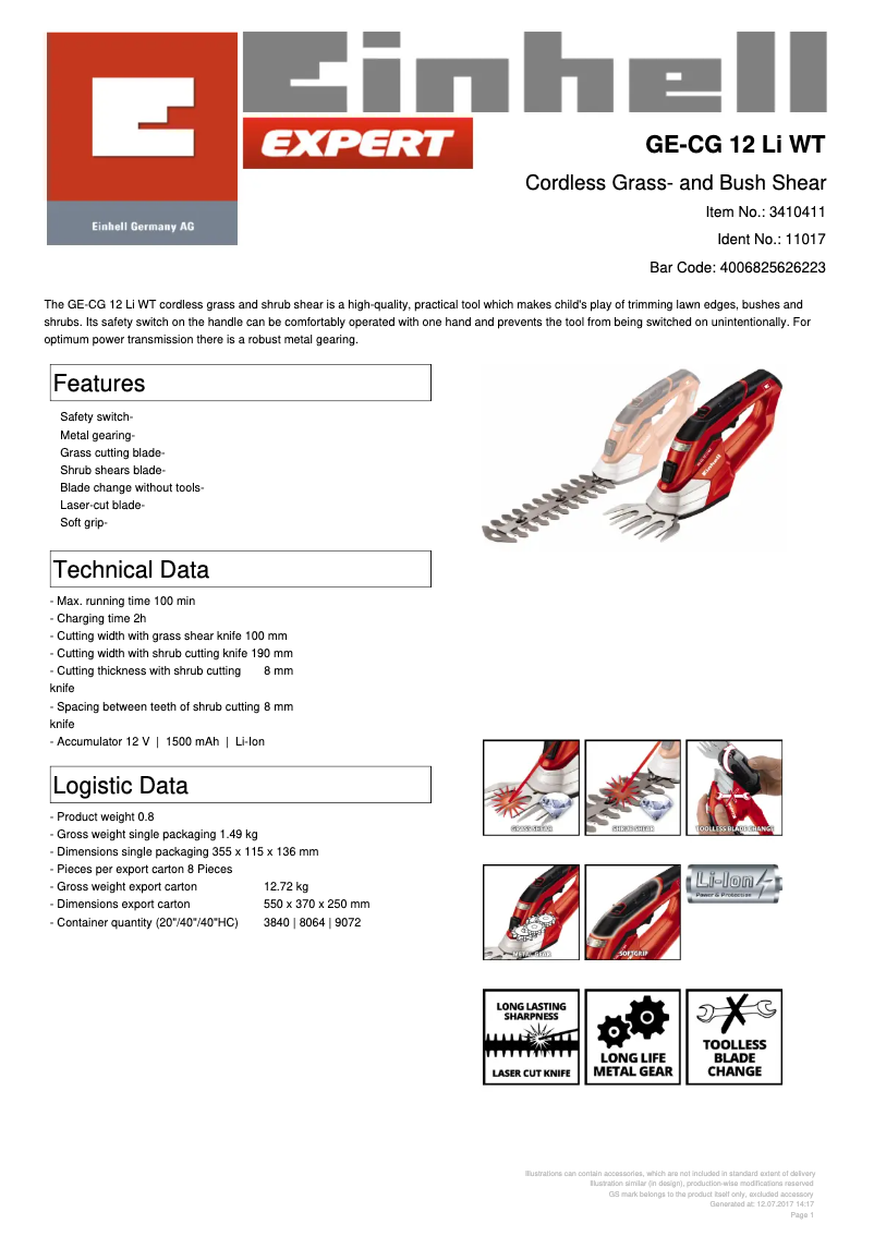 Image de la première page du manuel de l'appareil GE-CG 12 Li WT