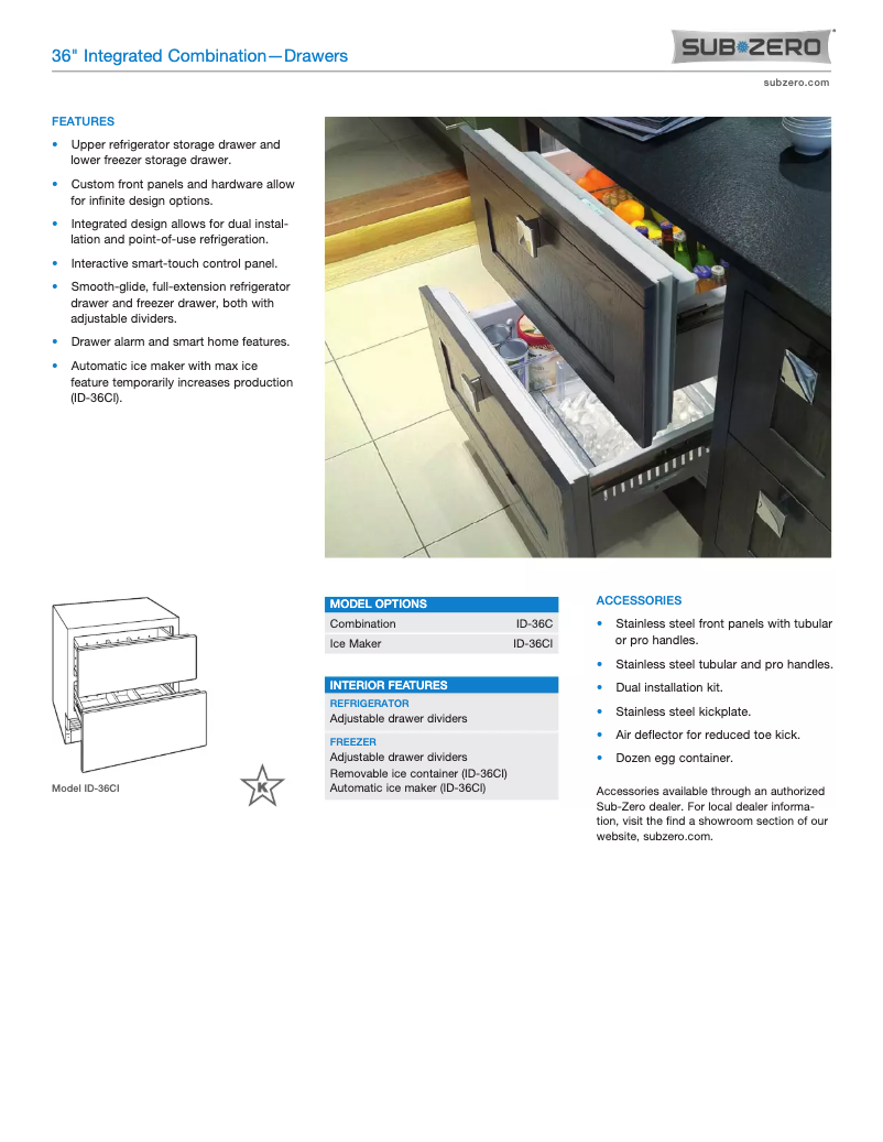 Page 1 de la notice Manuel utilisateur Sub-Zero ID-36CI