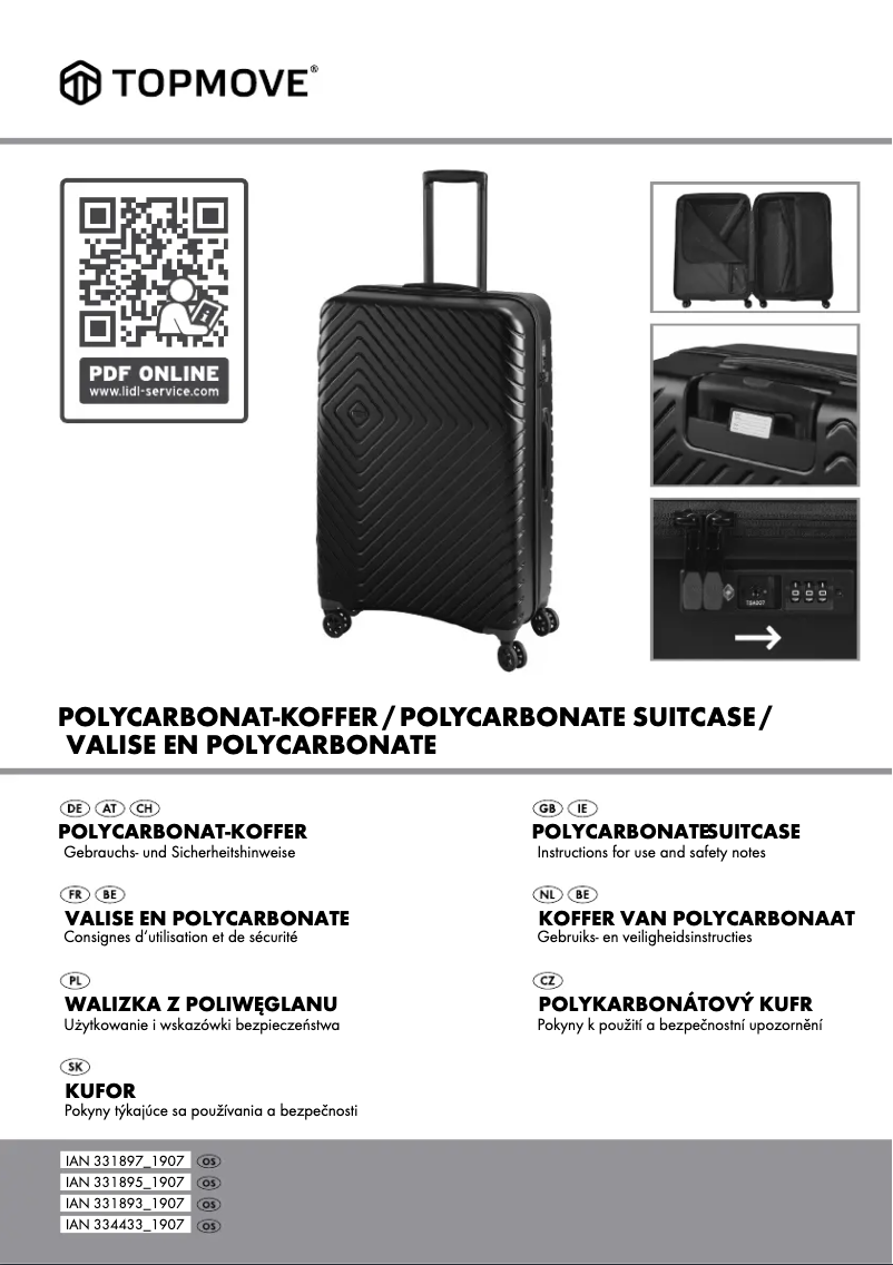 Page 1 de la notice Manuel utilisateur Topmove IAN 284698