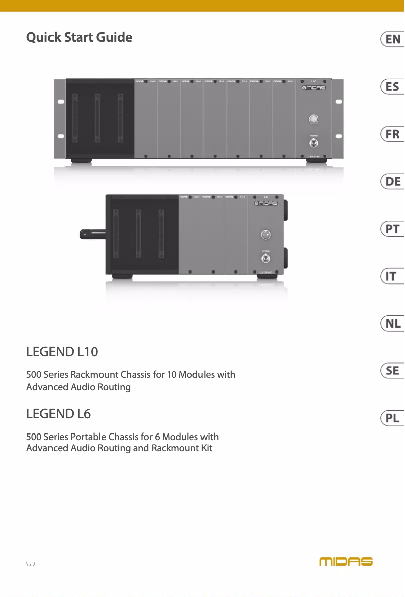 Page 1 de la notice Guide de démarrage rapide Midas Legend L6