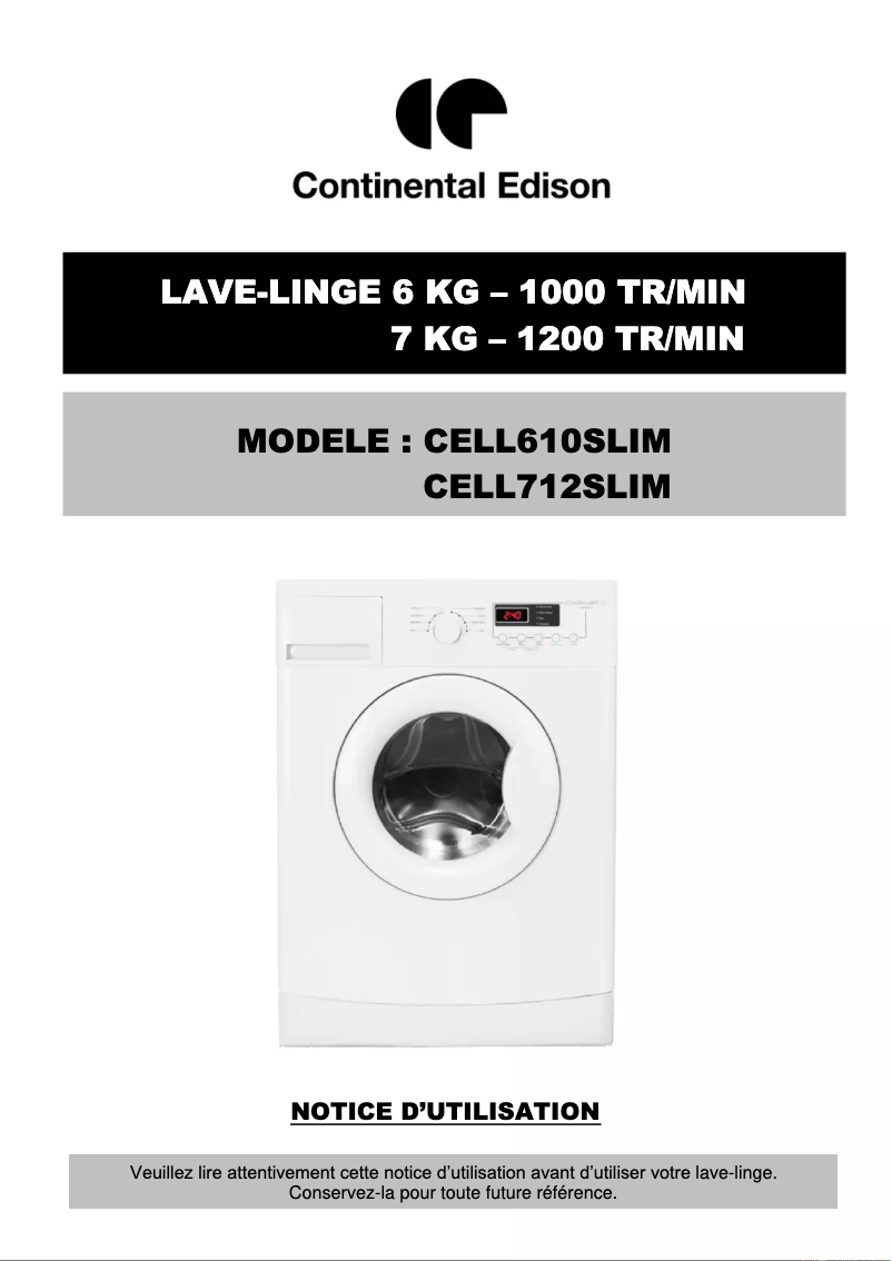 Page 1 de la notice Manuel utilisateur Continental Edison CELL712SLIM
