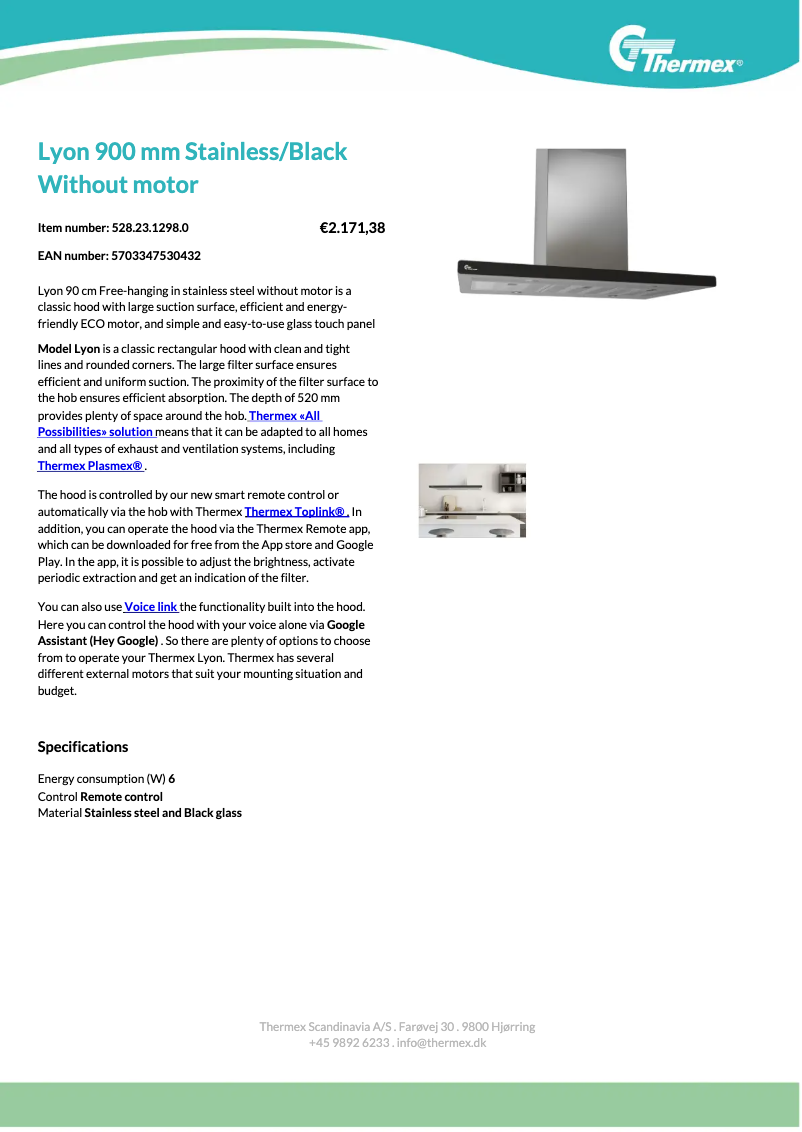 Page 1 de la notice Fiche technique Thermex Lyon FH