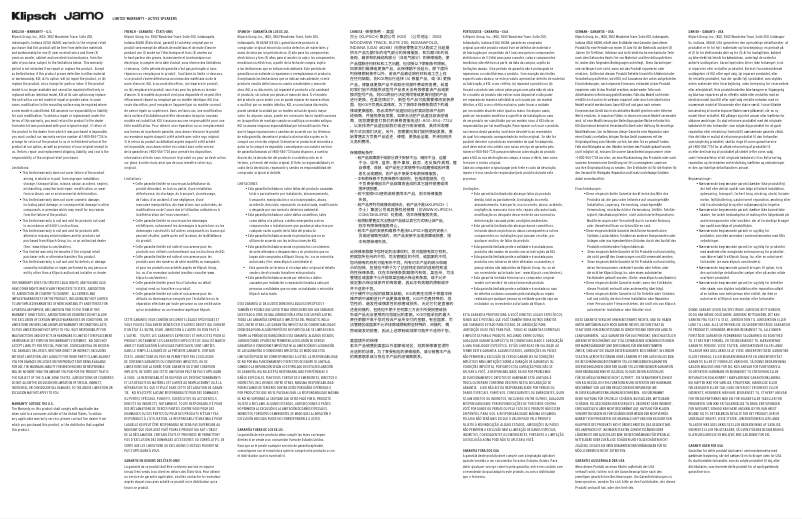Page n°1 - Fiche technique Klipsch GIG XXL