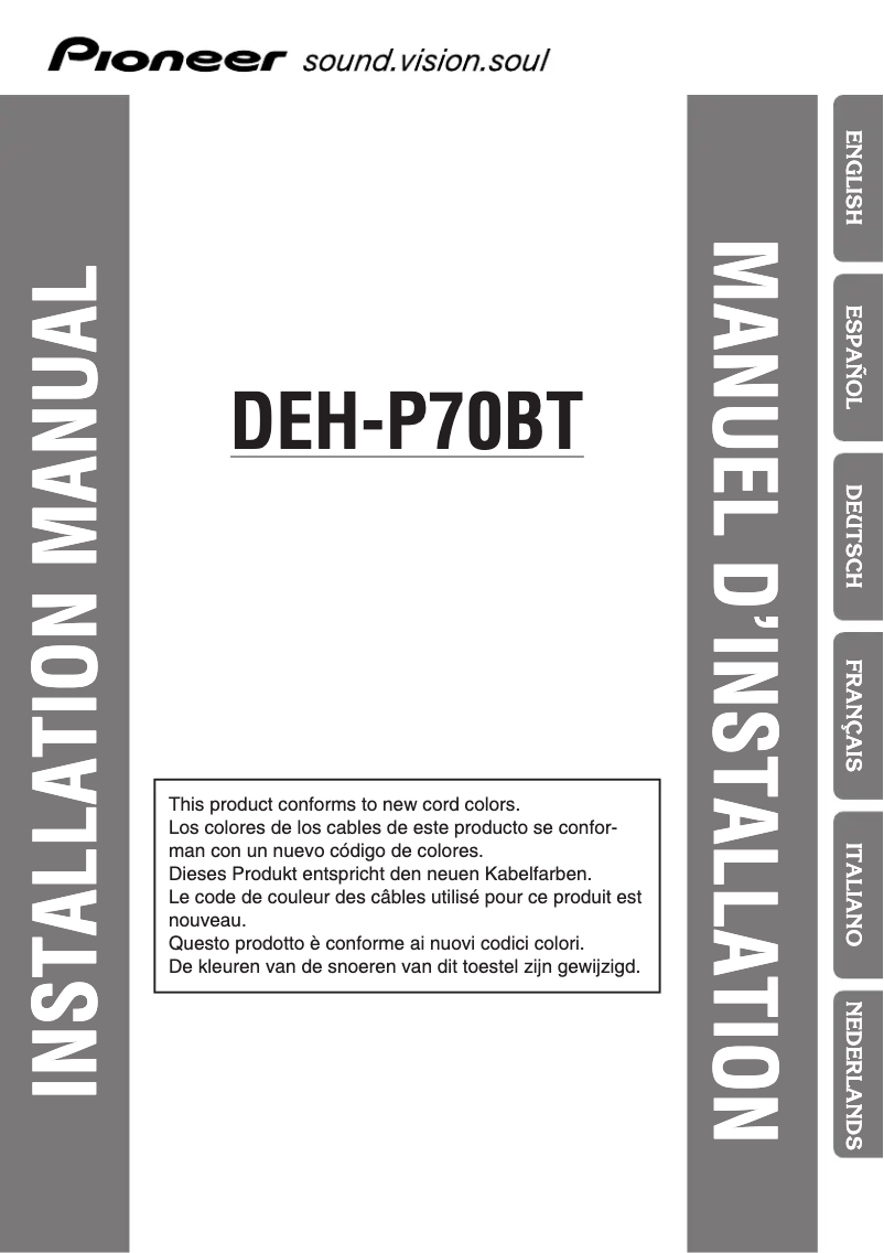 Page 1 of the manual User Manual Pioneer DEH-P70BT