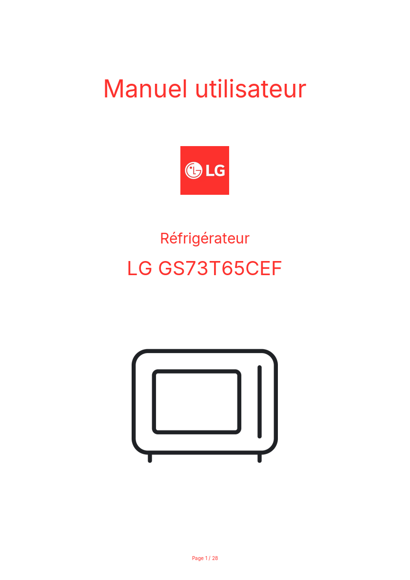 Page n°1 - Manuel utilisateur LG GS73T65CEF