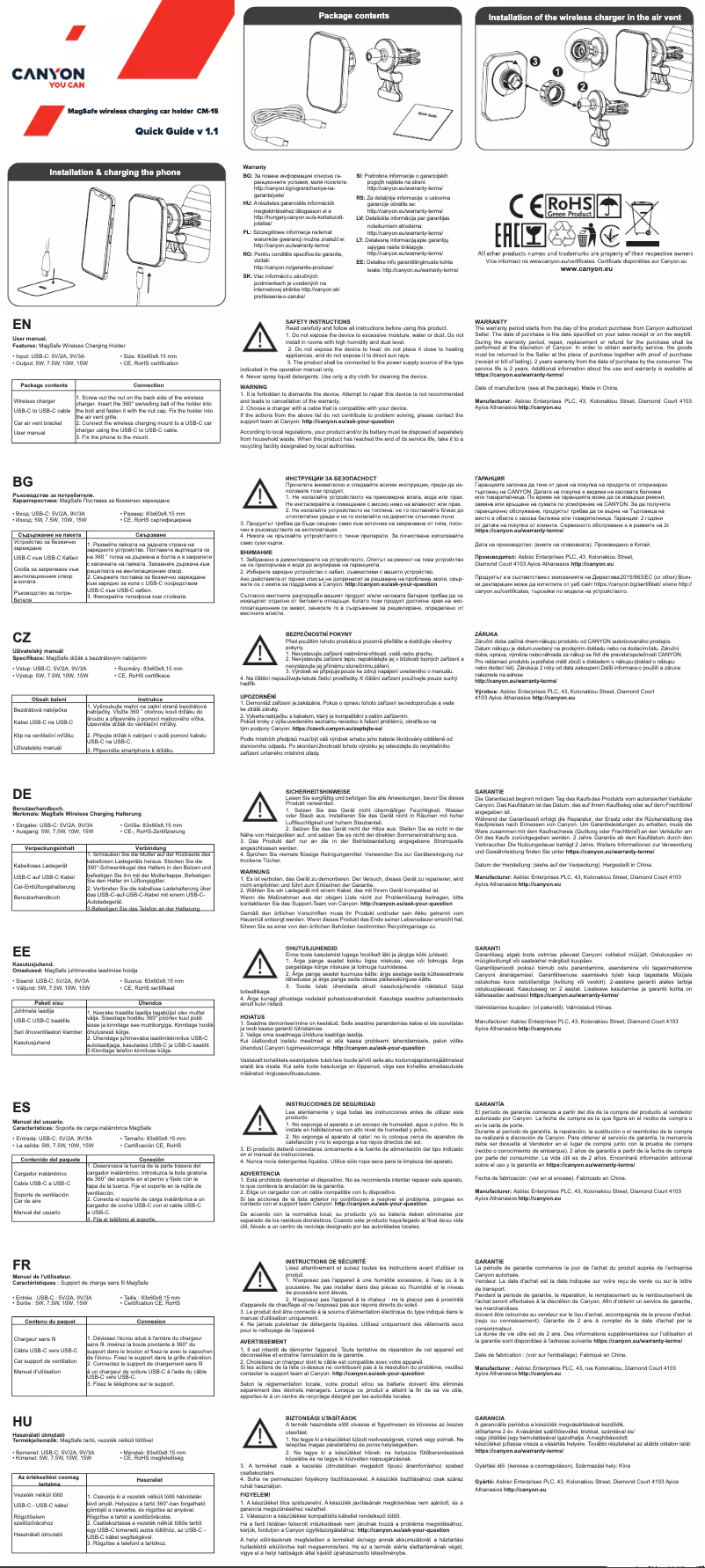 Image de la première page du manuel de l'appareil CM-15
