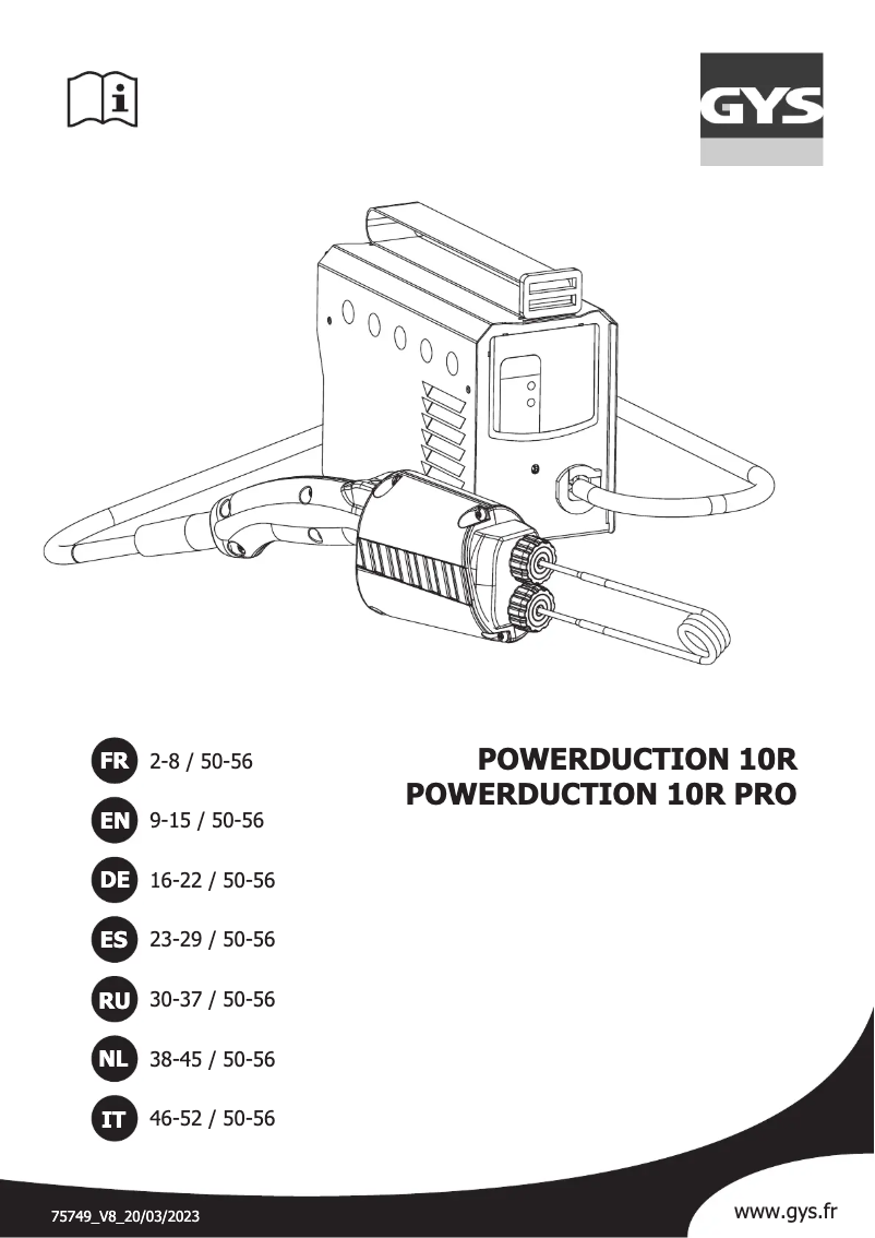 Page 1 de la notice Manuel utilisateur GYS Powerduction 10R PRO