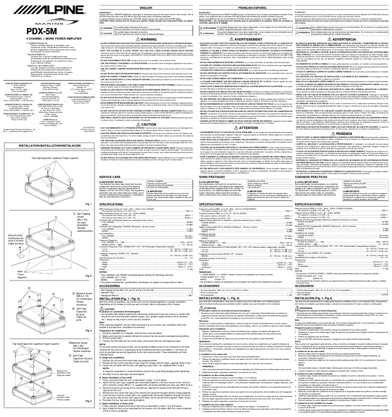 Page n°1 - Manuel utilisateur Alpine PDX-5M