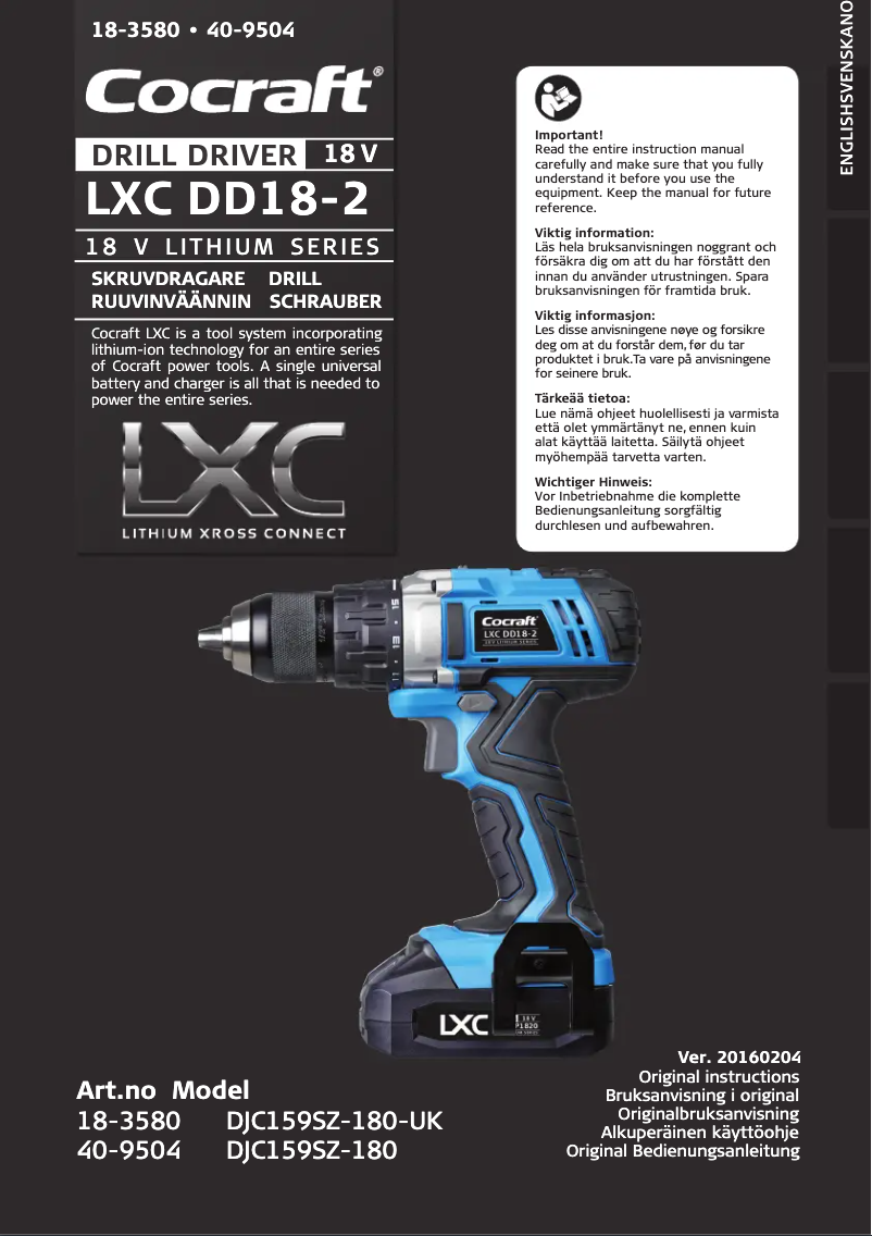 Page n°1 - Manuel utilisateur Cocraft LXC DD18-2