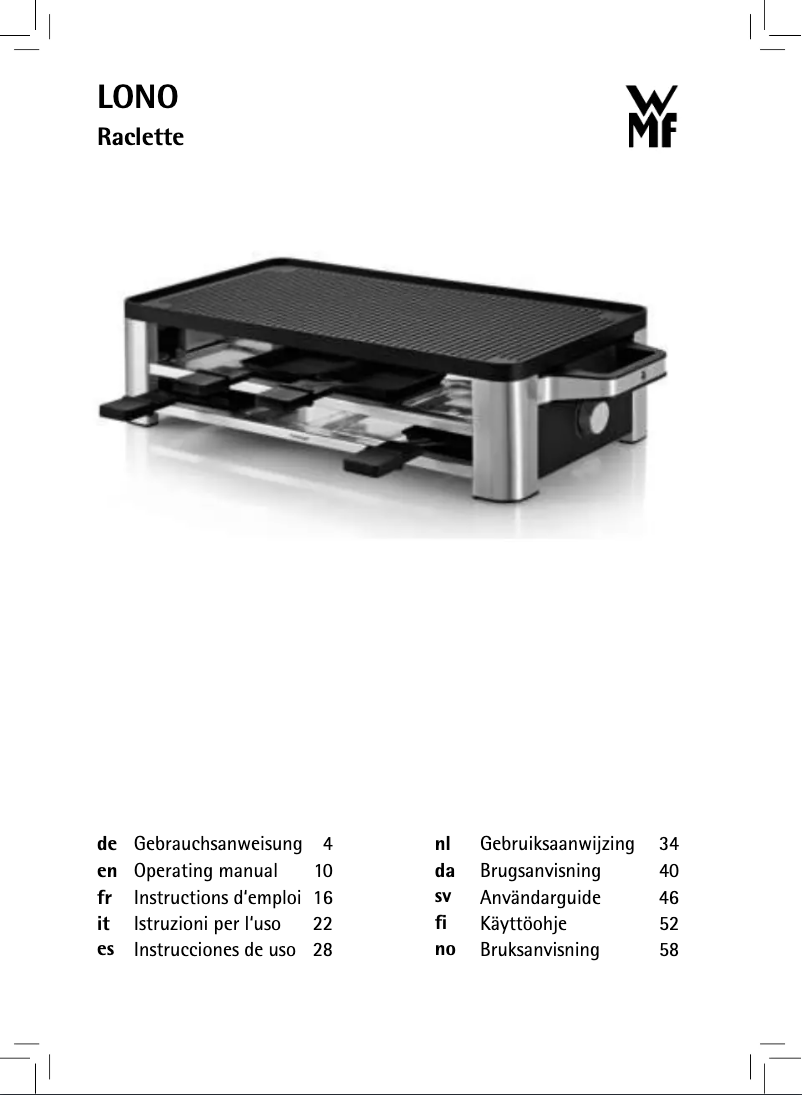 Image de la première page du manuel de l'appareil Lono Raclette