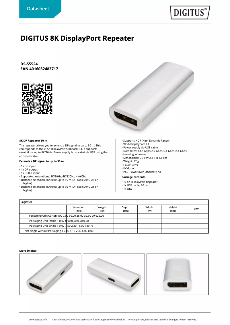 Page n°1 - Fiche technique Digitus DS-55524