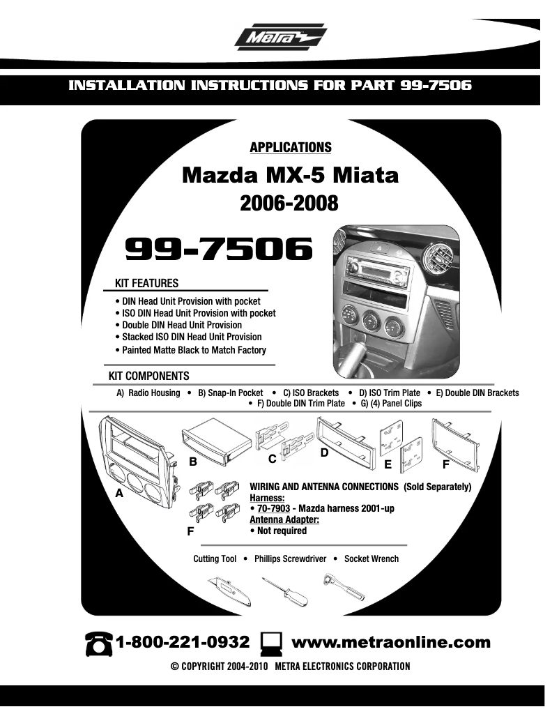 Page n°1 - Guide d'installation Metra 99-7506