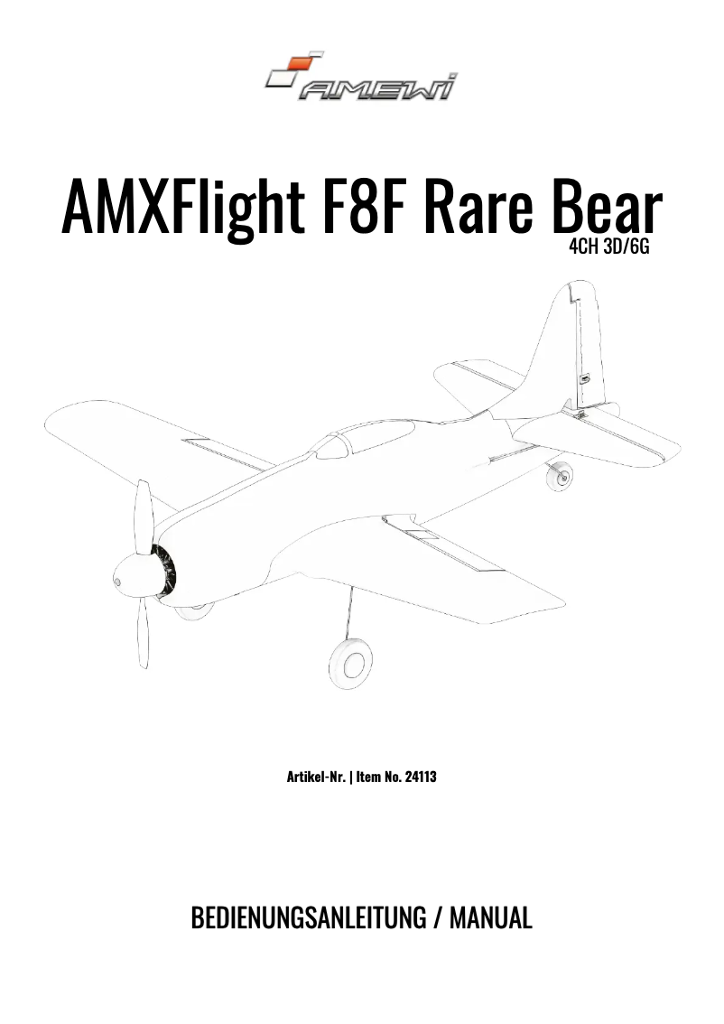 Page 1 de la notice Manuel utilisateur Amewi AMXFlight F8F Rare Bear