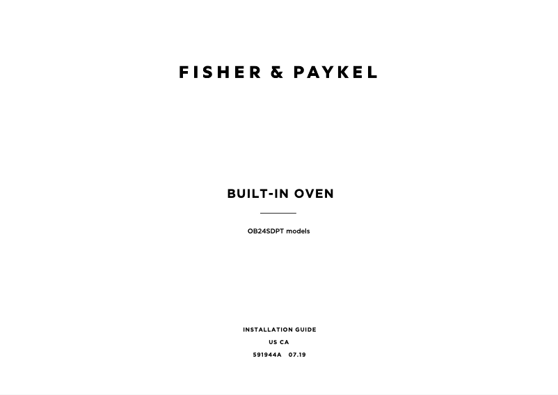 Page 1 de la notice Guide d'installation Fisher & Paykel OB24SDPTDX1