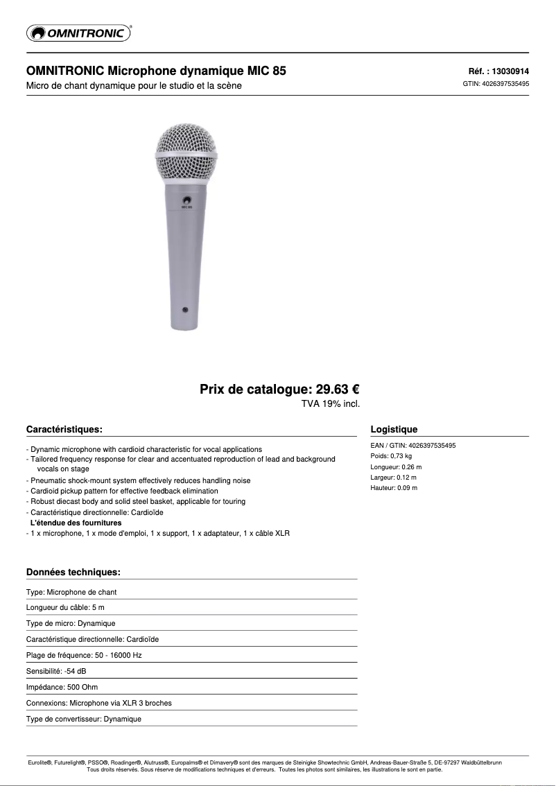 Image de la première page du manuel de l'appareil MIC 85