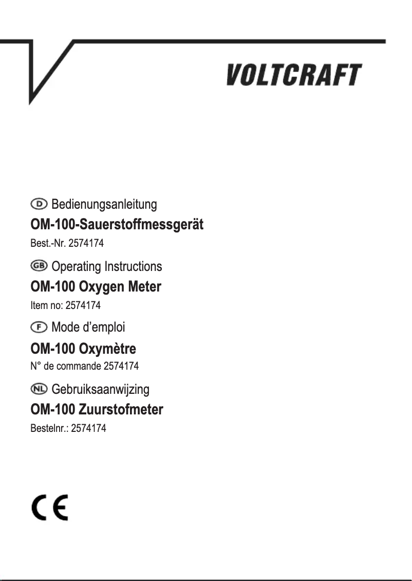 Page 1 de la notice Manuel utilisateur Voltcraft OM-100