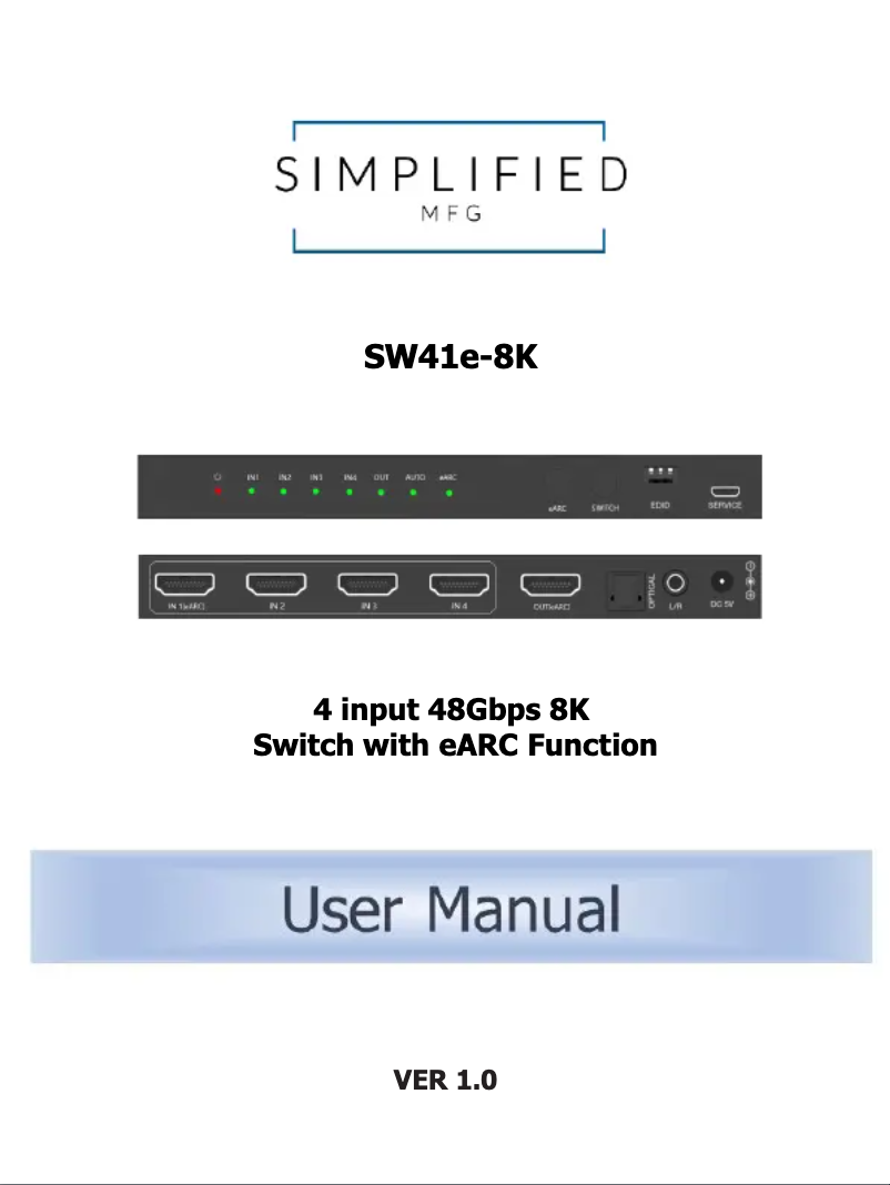 Image de la première page du manuel de l'appareil SW41e-8K