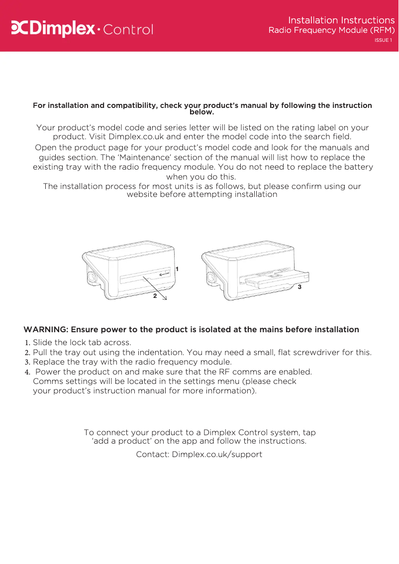 Image de la première page du manuel de l'appareil RFM