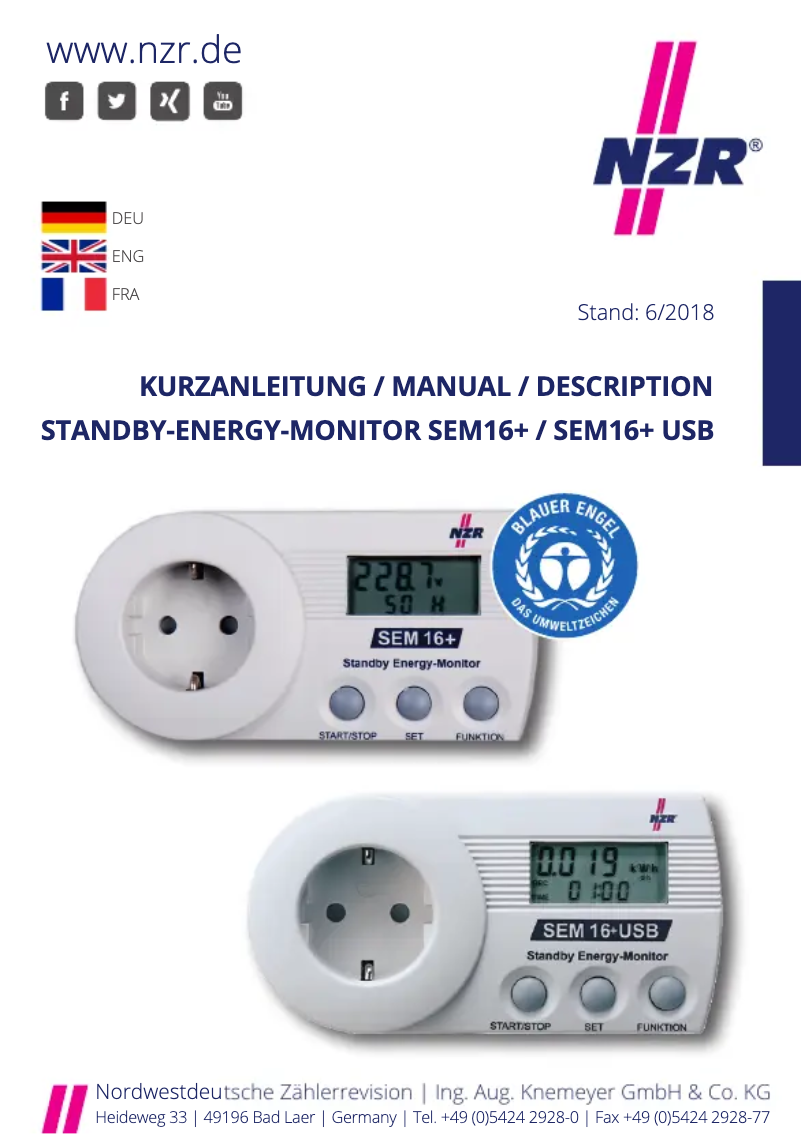 Page n°1 - Manuel utilisateur NZR SEM16+ USB