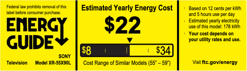 Página 1 del manual Etiqueta energética Sony XR-55X90L