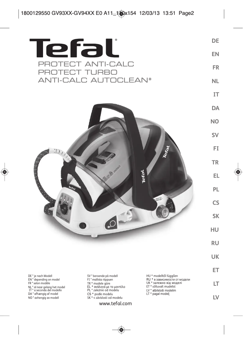 Image de la première page du manuel de l'appareil Protect Anti-Calc Autoclean GV9461