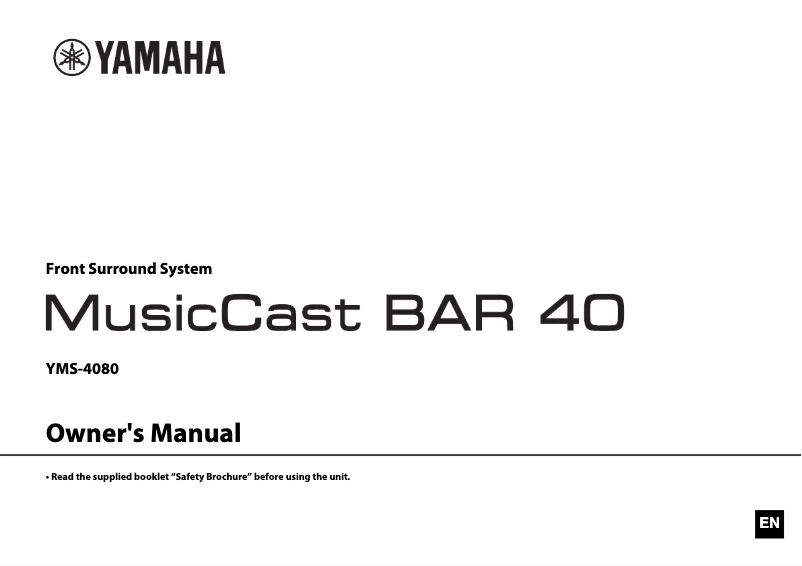 Image de la première page du manuel de l'appareil MusicCast Bar 40