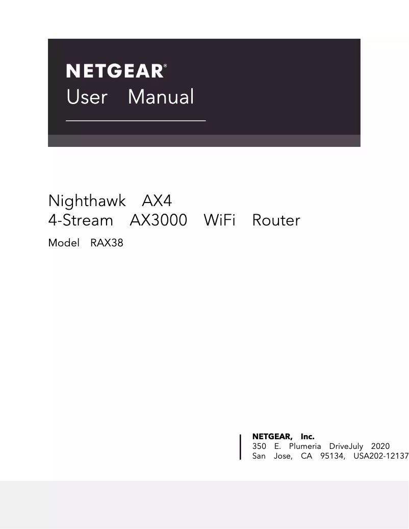 Image de la première page du manuel de l'appareil Nighthawk AX4 RAX38