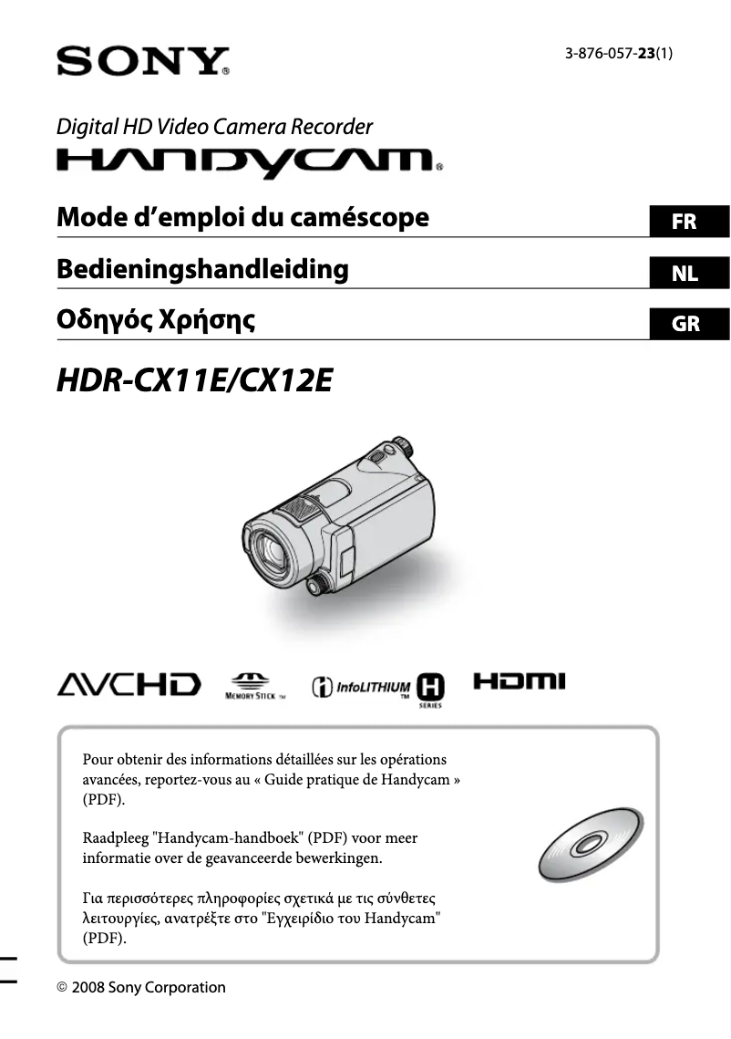 Page n°1 - Manuel utilisateur Sony HDR-CX11E