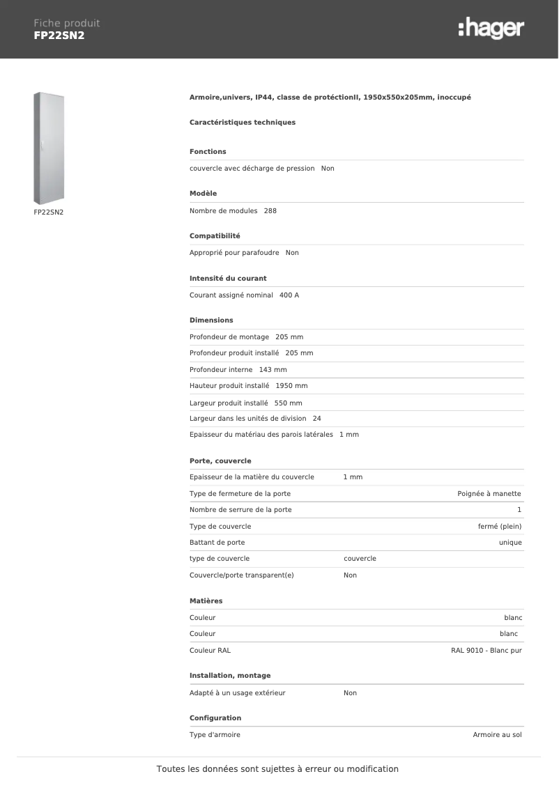 Image de la première page du manuel de l'appareil FP22SN2
