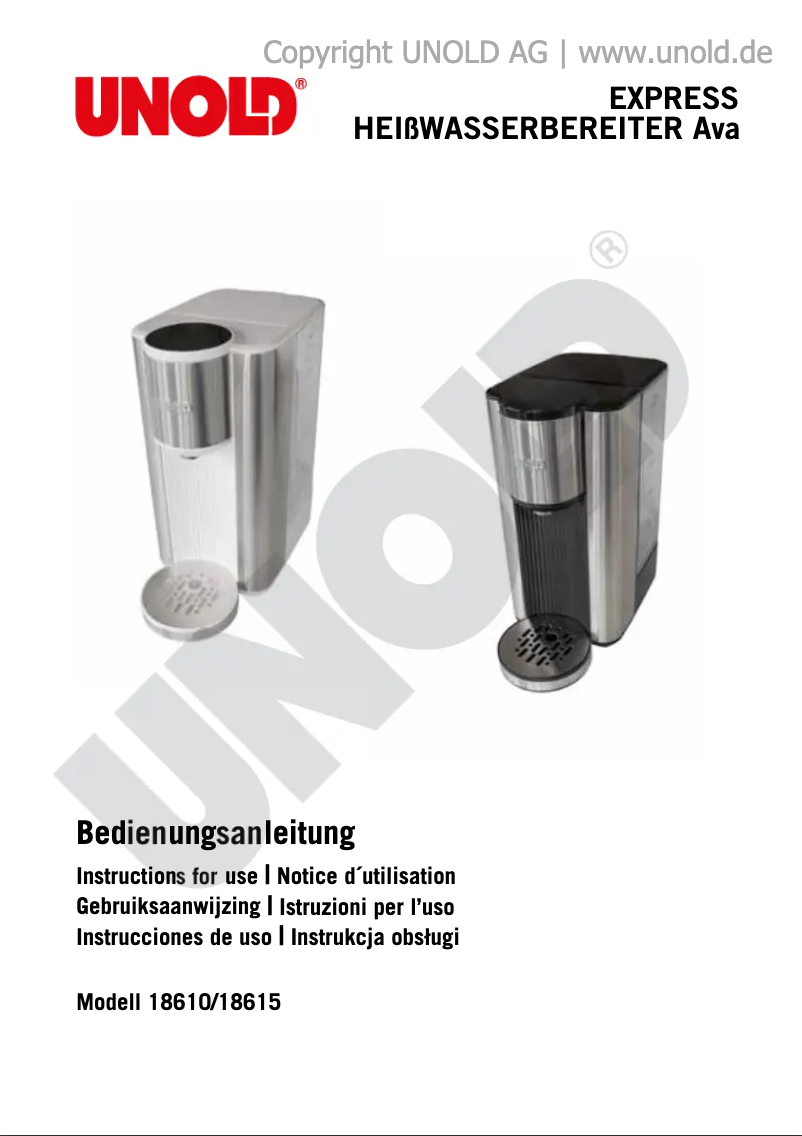 Page 1 de la notice Manuel utilisateur Unold Ava 18615