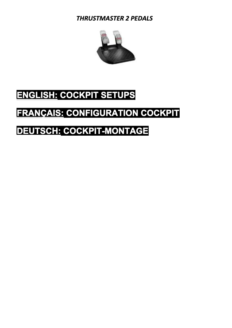 Page n°1 - Manuel utilisateur Thrustmaster T100 Force Feedback