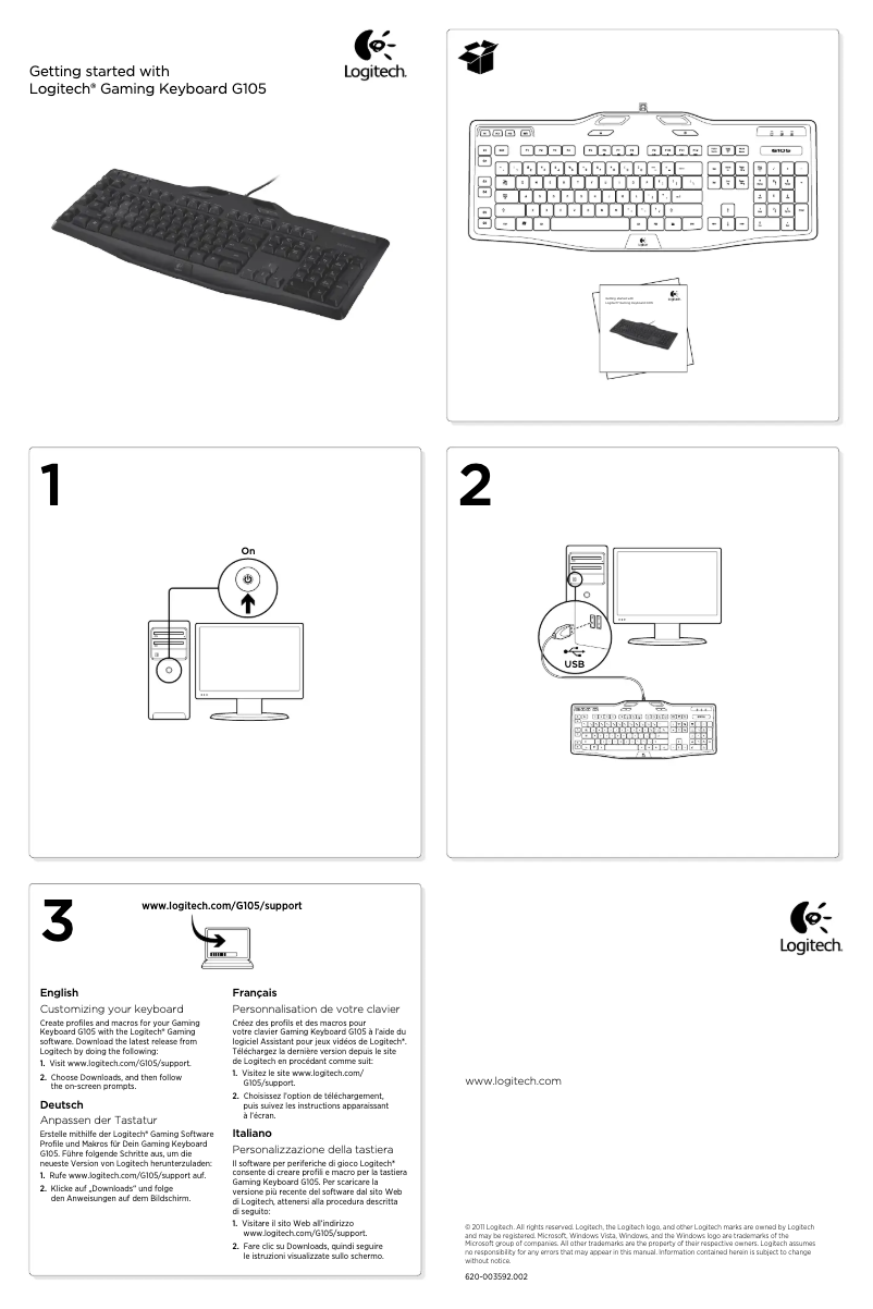 Page 1 de la notice Manuel utilisateur Logitech G105