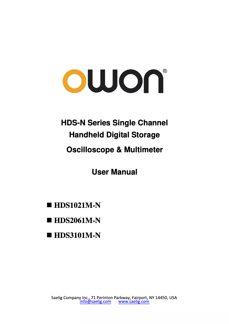 Page 1 de la notice Manuel utilisateur Owon HDS1021M-N