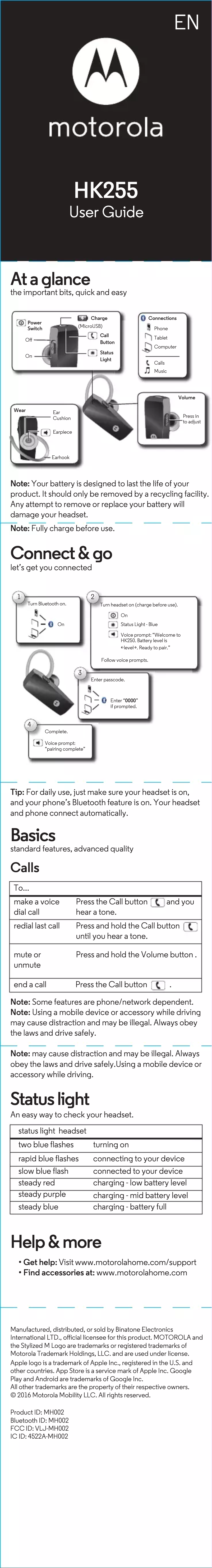 Page 1 de la notice Manuel utilisateur Uniden HK255