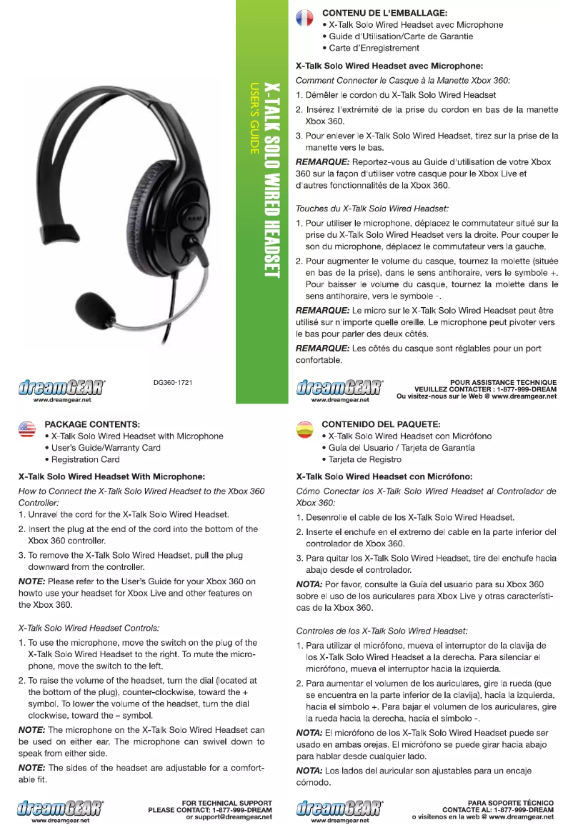 Page 1 de la notice Manuel utilisateur dreamGEAR X-Talk Solo