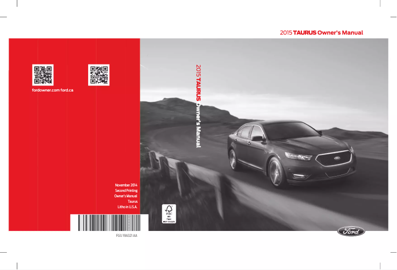 Page 1 de la notice Manuel utilisateur Ford Taurus (2015)
